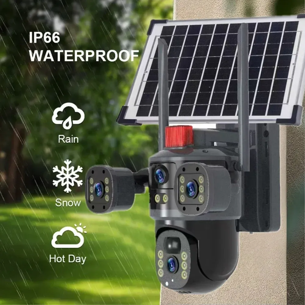 Caméra de Surveillance 4G Solaire à Triple Objectif 6MP/4Kimage 4