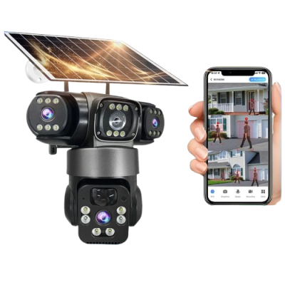 Caméra de Surveillance Solaire 4G - Triple Objectif & 15MP HD