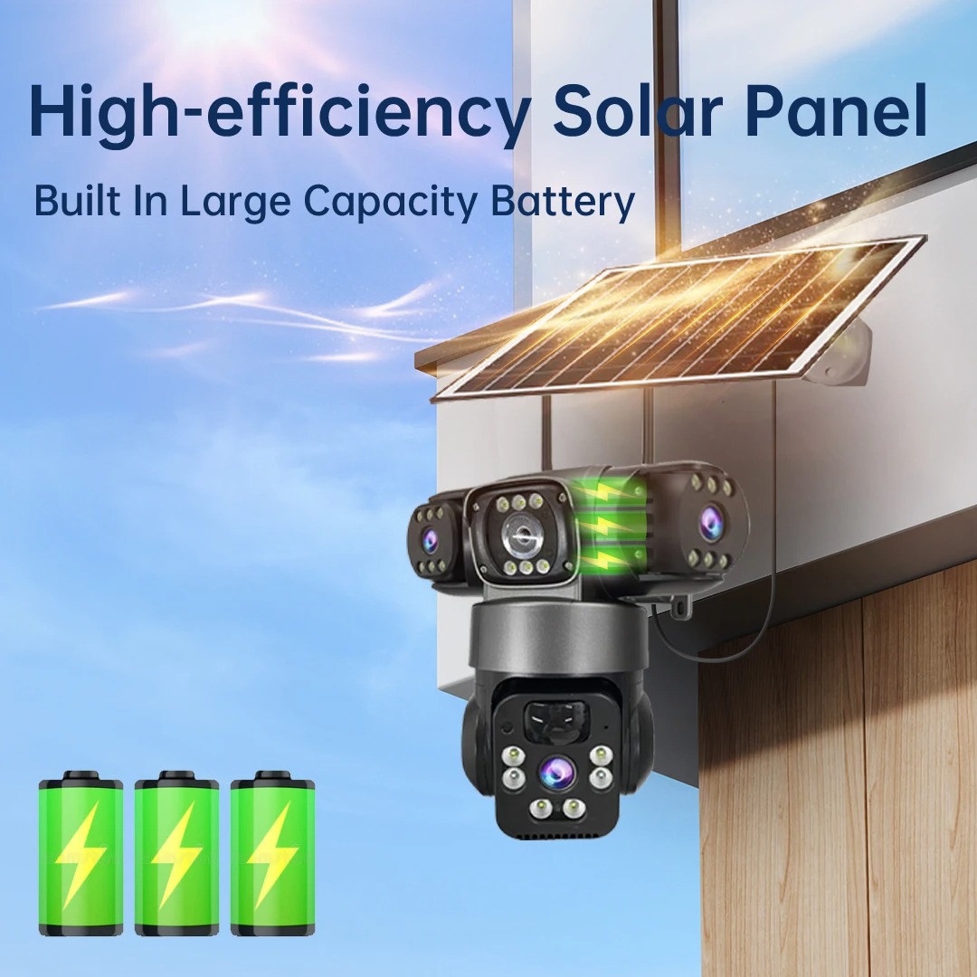 Caméra de Surveillance Solaire 4G - Triple Objectif & 15MP HDimage 4