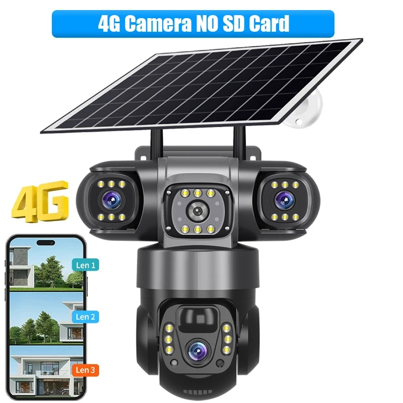 Caméra de Surveillance Solaire 4G V380 Pro - Double Objectif PTZ image 1
