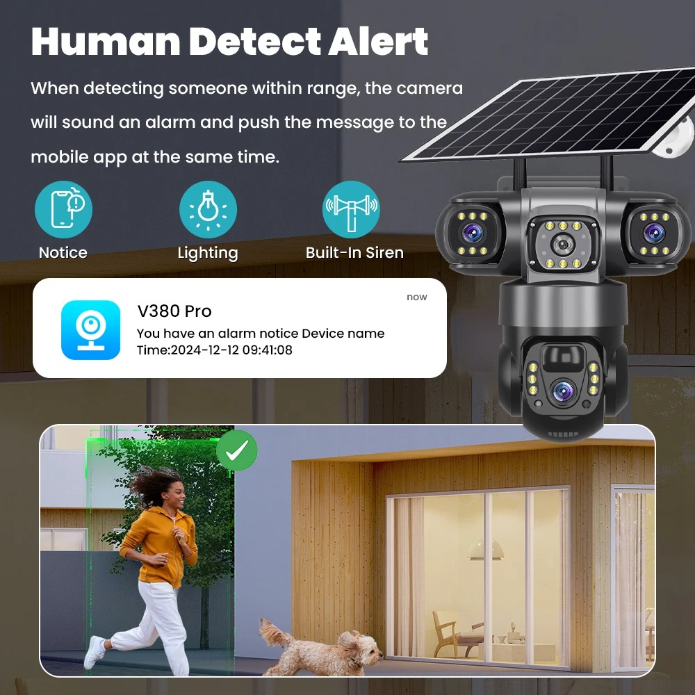 Caméra de Surveillance Solaire 4G V380 Pro - Double Objectif PTZ image 3