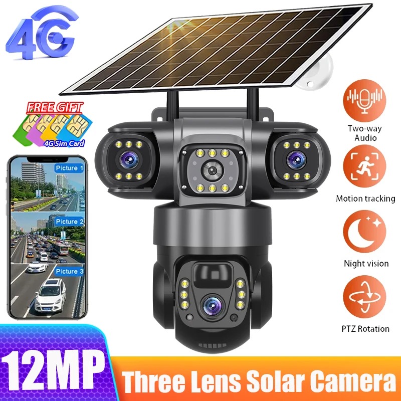 Caméra de Surveillance Solaire 4G V380 Pro - Double Objectif PTZimage 4