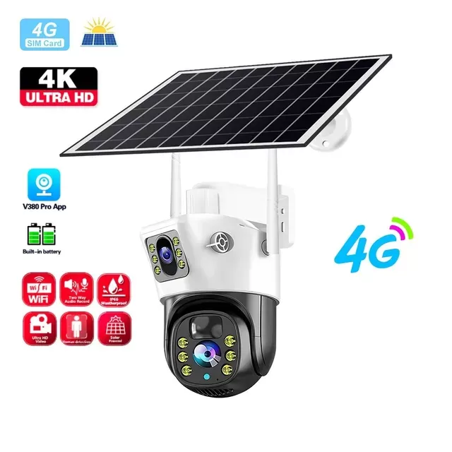 Caméra de Surveillance Solaire sans fil Sim 4K 4G CCTV image 1
