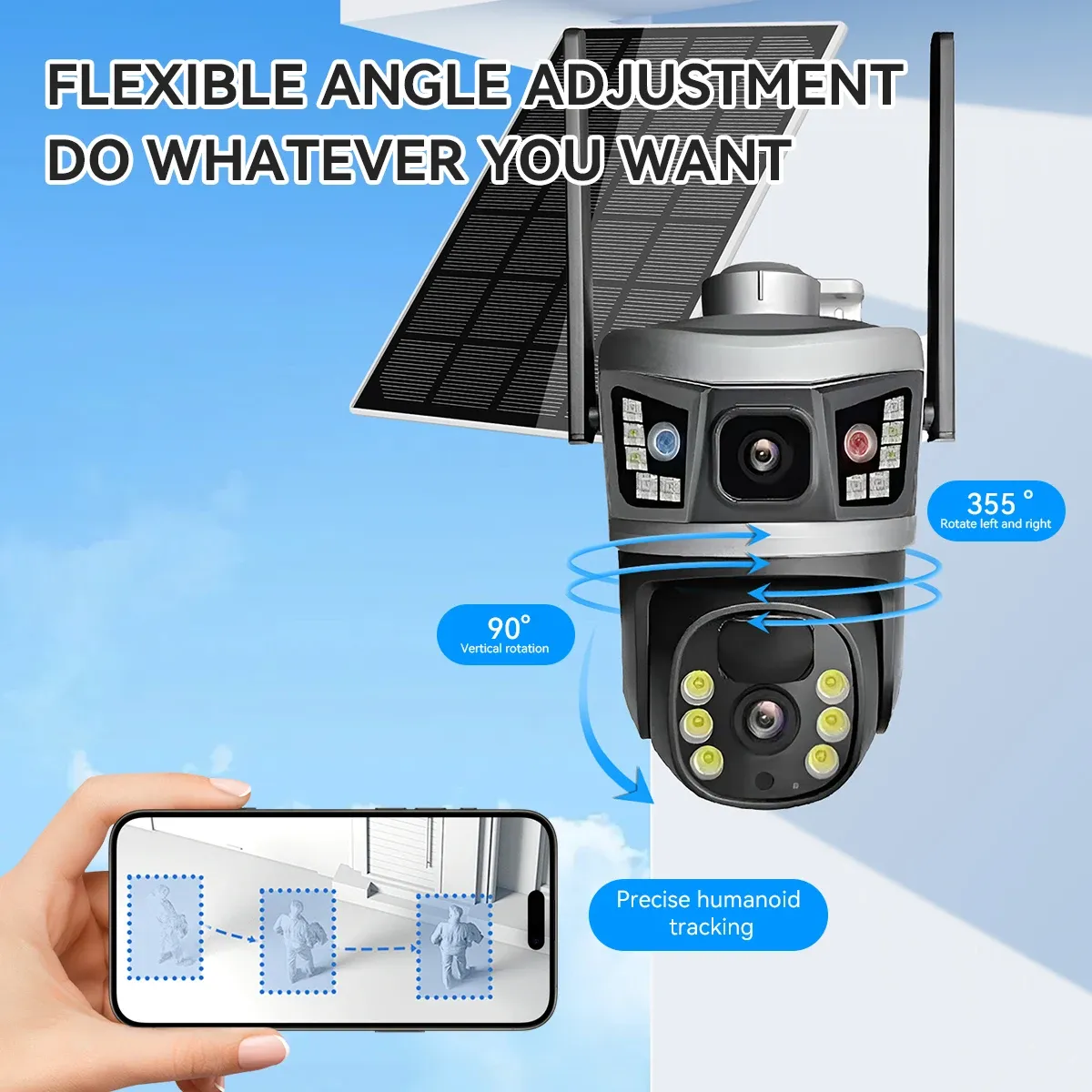 Caméra de Surveillance Solaire V380Pro 4K - Double Objectif 8MPimage-2