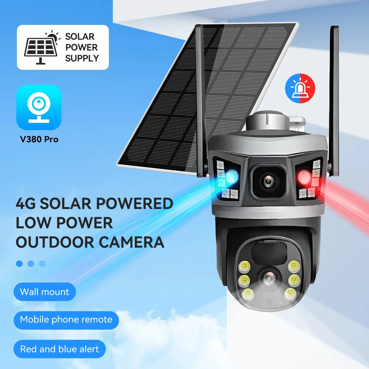 Caméra de Surveillance Solaire V380Pro 4K - Double Objectif 8MPimage 4