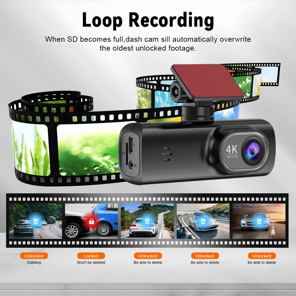 Caméra de Tableau de Bord 4K Double Objectif WiFi GPS – Enregistreur Vidéo DVR Avant et Arrière, Vision Nocturne WDR image 3