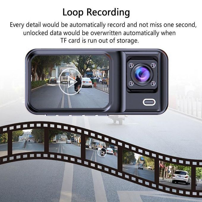 Caméra Embarquée Triple Objectif Full HD 1080p – Dashcam Voiture avec Vision Nocturne et Écran IPS 2 image 3