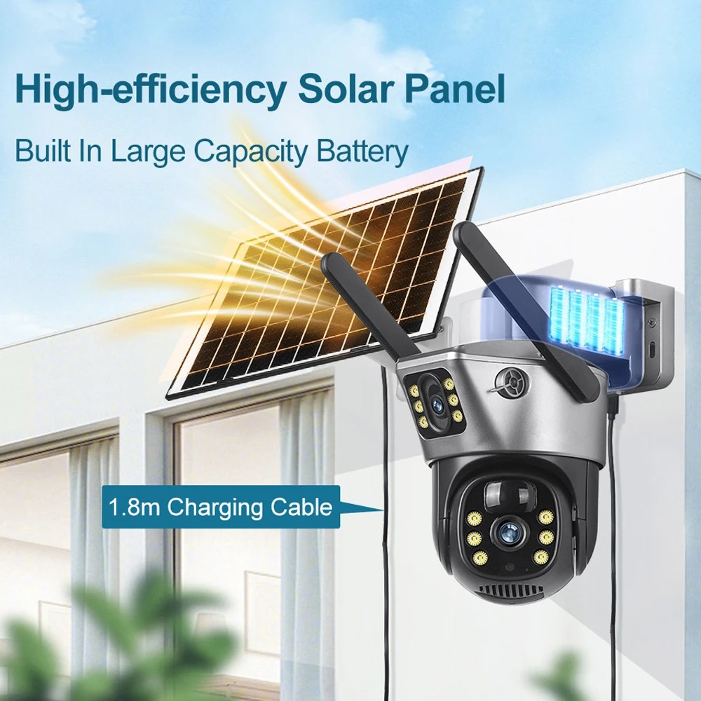 Caméra Solaire 4K V380 Pro - Surveillance Extérieur Vision Nocturne Détection Humaine image 3