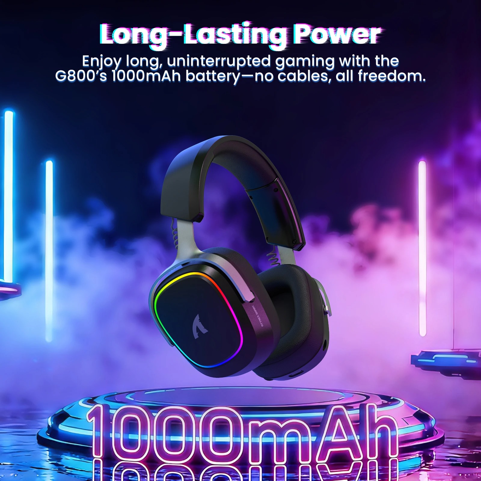 Casque Gamer Sans Fil ATTACK SHARK G800 – Batterie 1000 mAh, Micro Amovible, Cadre Aluminium & Son Surround 3Dimage 4