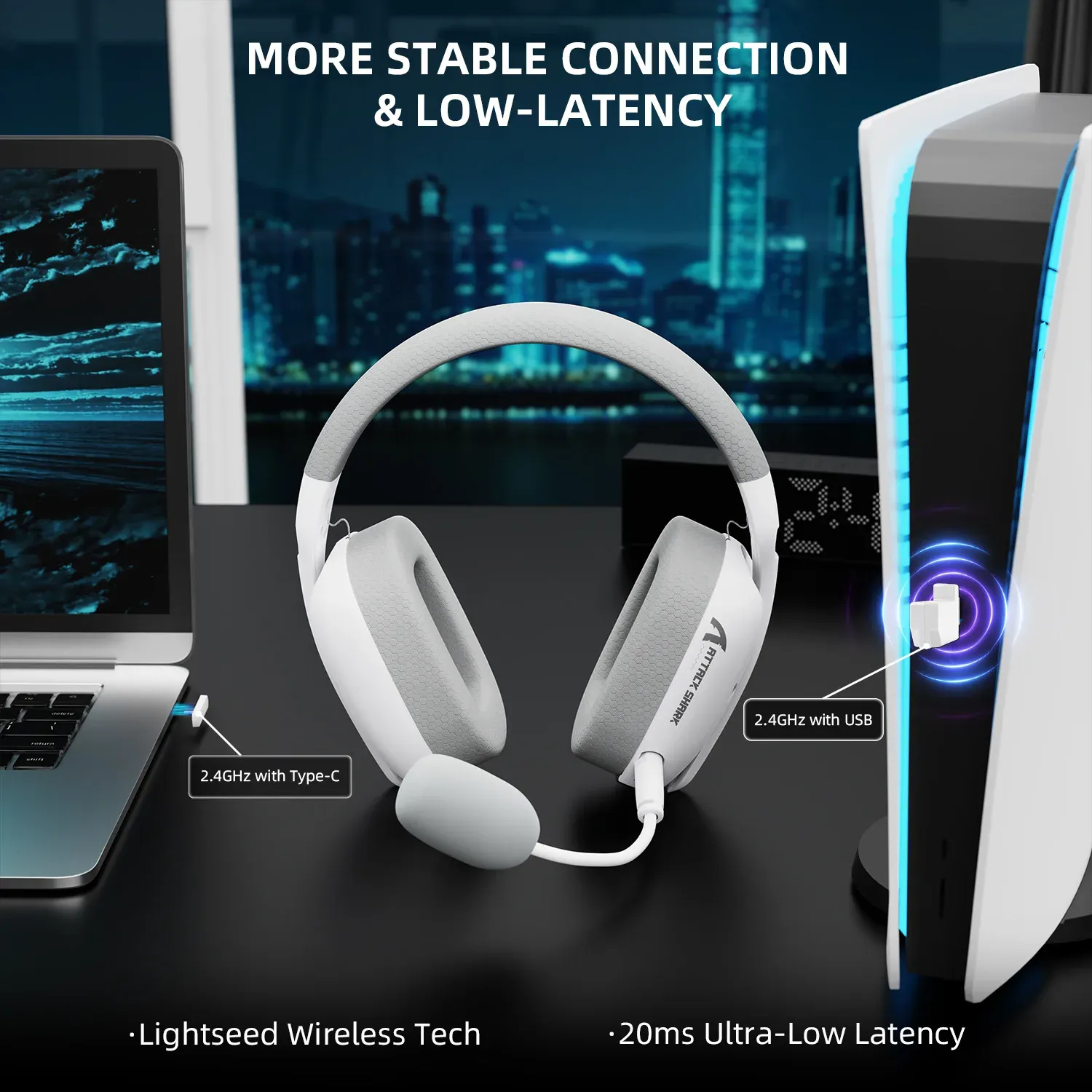 Casque Gaming Trimode Attack Shark L80PRO – 2.4GHz / Bluetooth / Filaire, Réduction Active du Bruit (ANC) & Microimage 4