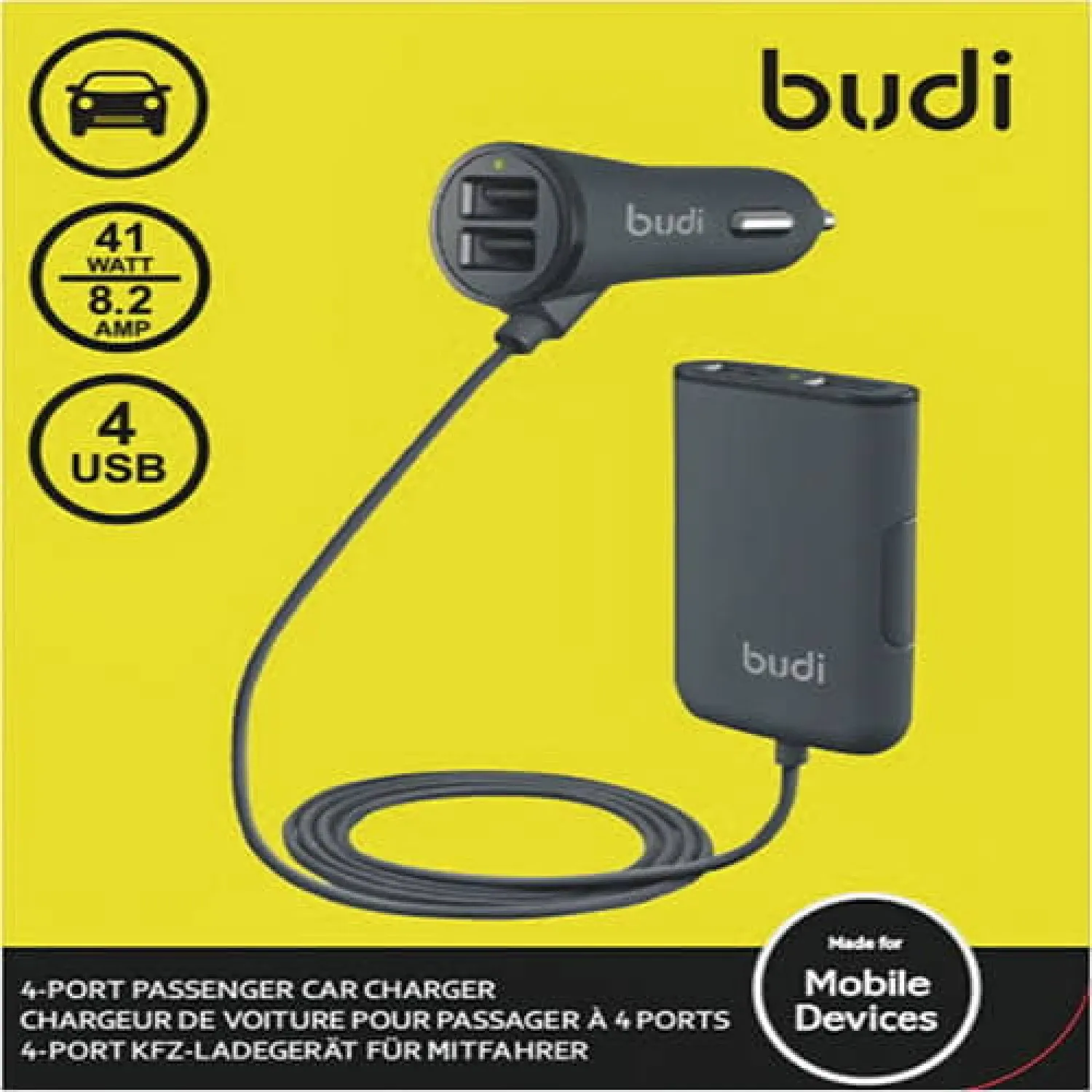 Chargeur de Voiture Budi M8J068 4 Ports USB –image-2