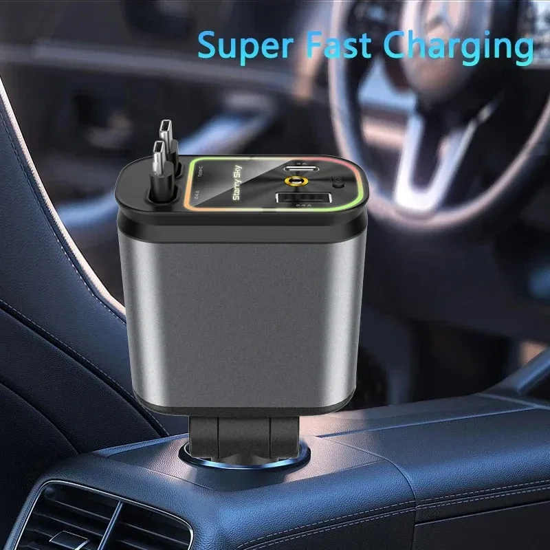 Chargeur de Voiture Rétractable 4-en-1 120W - Charge Rapide image 3