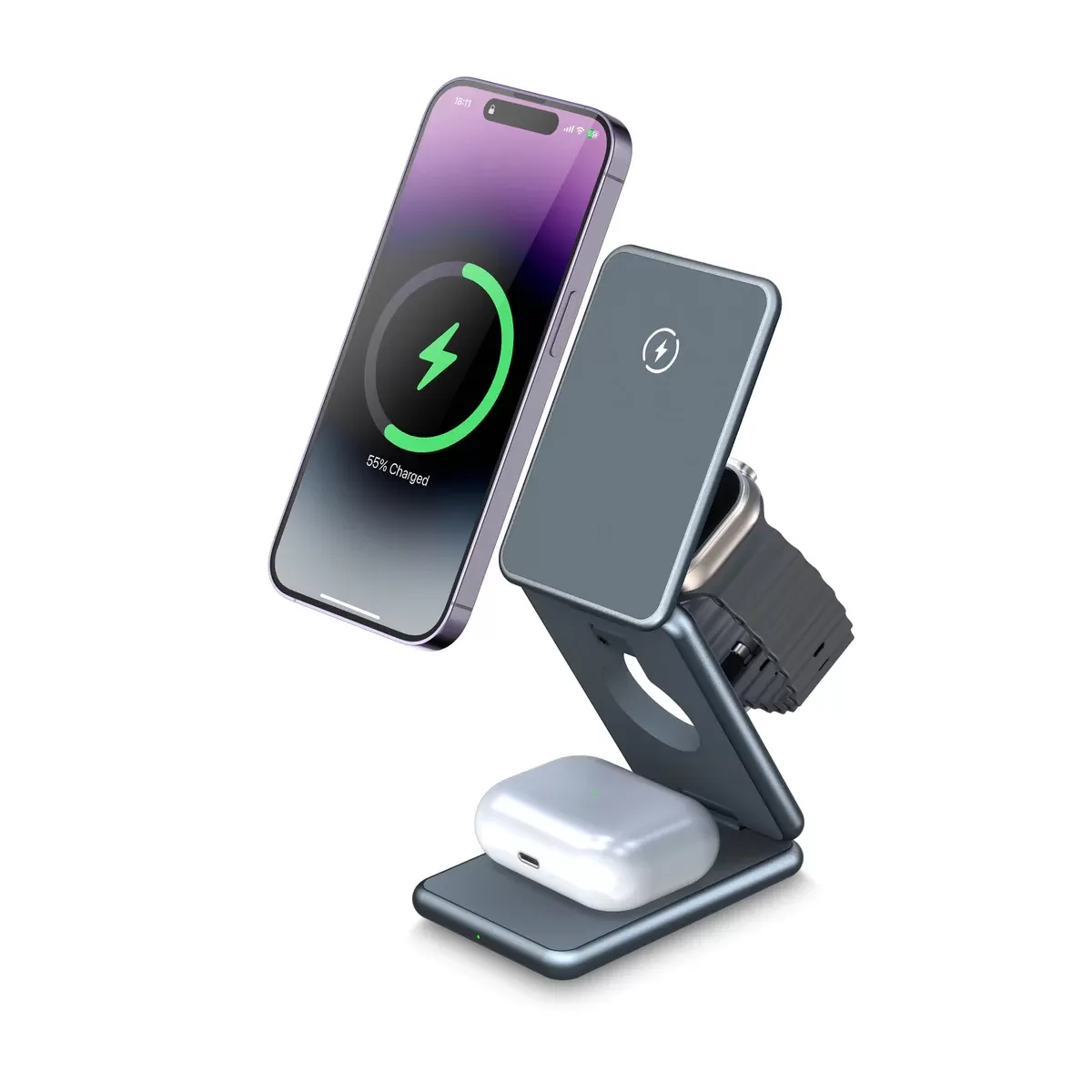 Chargeur Magnétique sans fil 3 en 1 pour Téléphone image 1