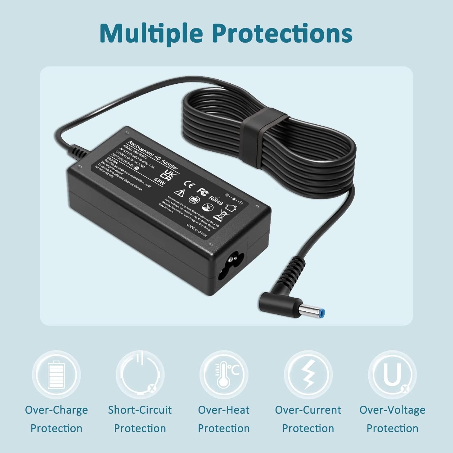 Chargeur pour Ordinateur Portable HP 65W (19.5V 3.33A) – Alimentation pour HP Pavilion x360, ProBook G8-G4, EliteBook 840 G5 (4.5x3.0mm)image 4