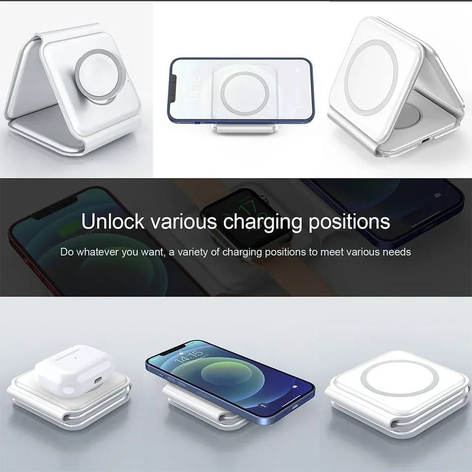 Chargeur sans Fil Pliable 3 en 1 pour Apple et Android Watchimage-2