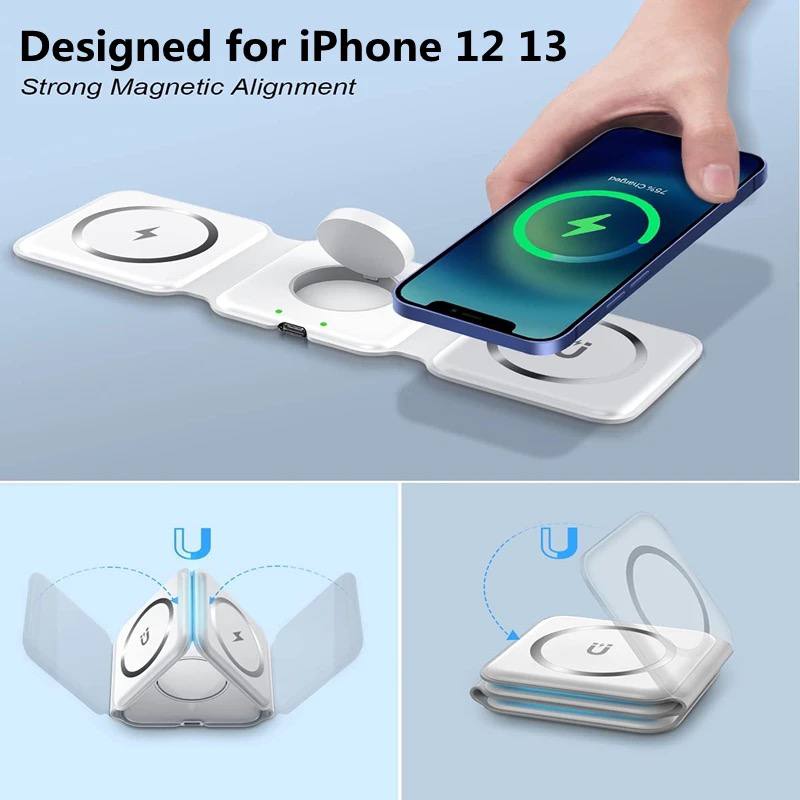Chargeur sans Fil Pliable 3 en 1 pour Apple et Android Watch image 3