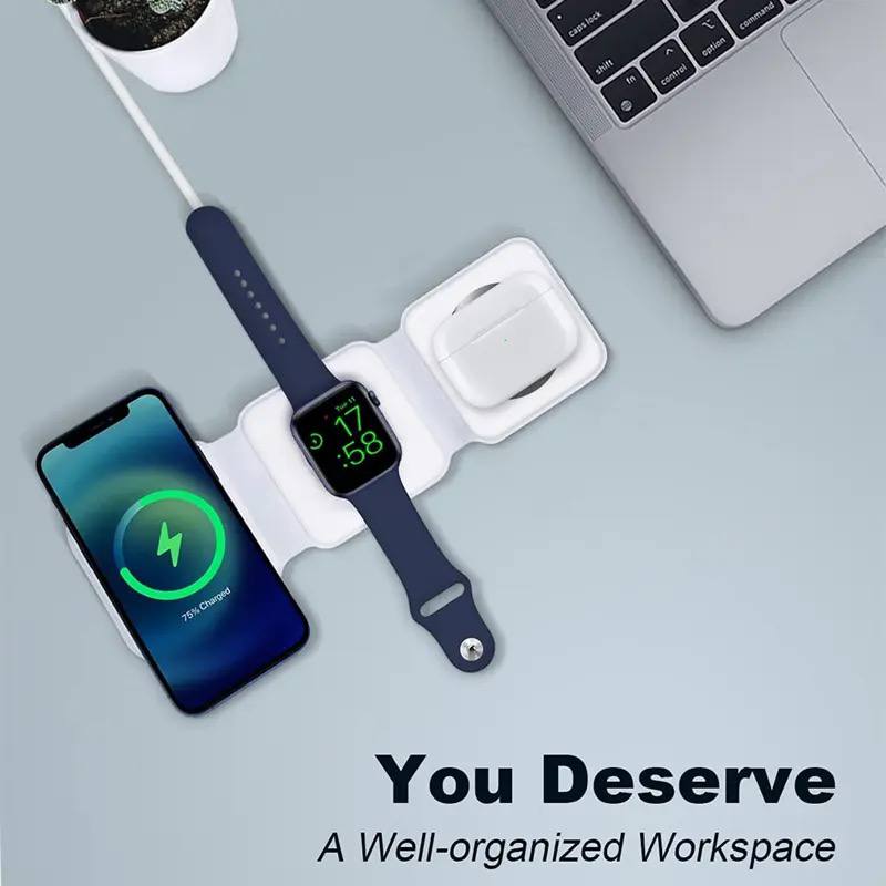 Chargeur sans Fil Pliable 3 en 1 pour Apple et Android Watchimage 4