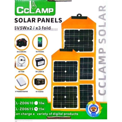 GENERALE - Chargeur Solaire Pliable Cclamp – Panneau de Charge Portatif pour Smartphone & USB