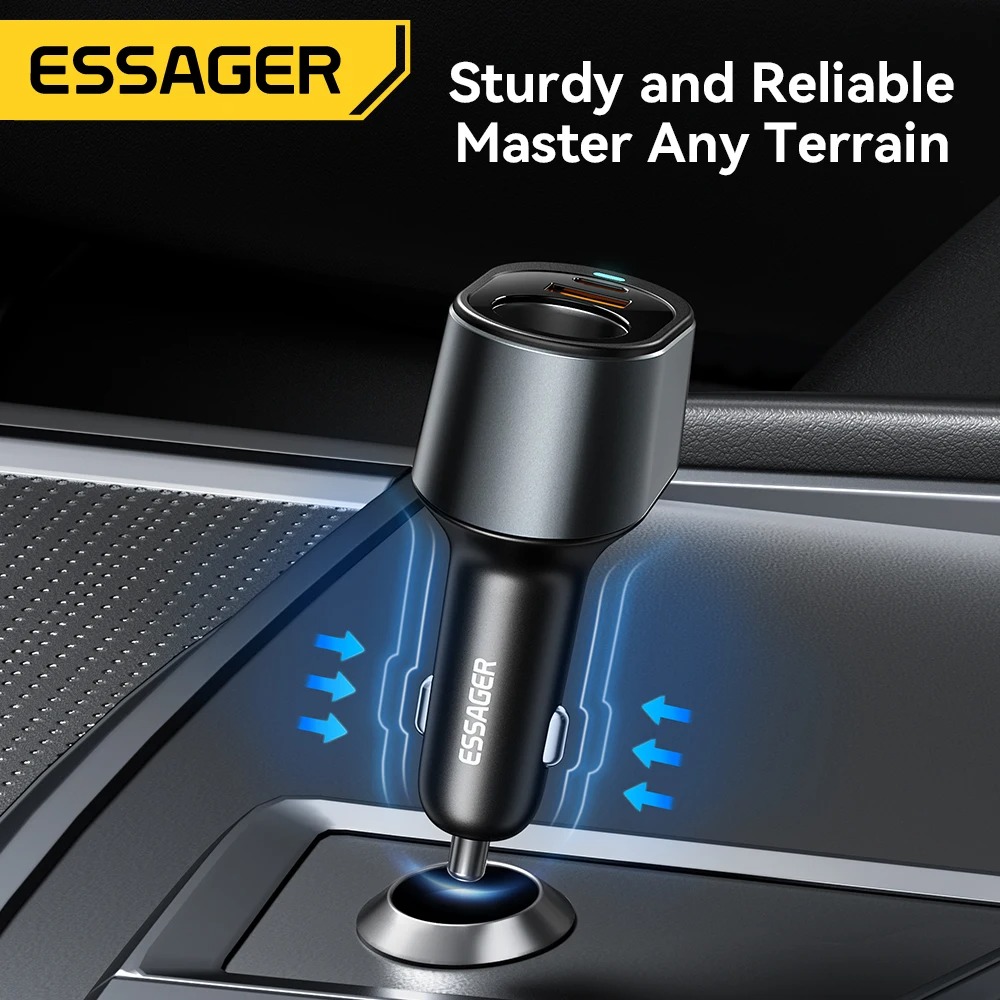 Chargeur Voiture Multi-Prises ESSAGER 120W – Prise Allume-Cigare Intégrée 85W, Ports USB-C PD 35W & USB-A 30W avec LED de Contrôleimage 4