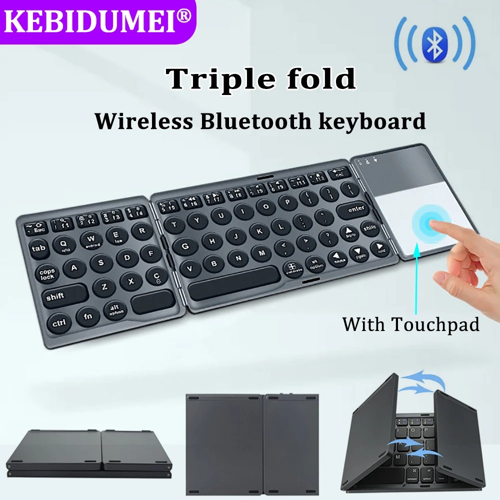Clavier Bluetooth Pliable Mini avec Touchpad Intégré – Sans Fil, Ultra-Portable pour Tablette, iPad, Android et Windows image 1