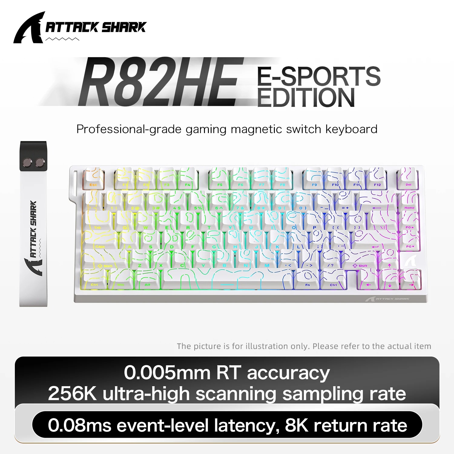 Clavier Gamer Magnétique Attack Shark R82HE – Taux de Sondage 8KHz, Précision 0,005RT, Taux d'Échantillonnage 256K & RGB image 1