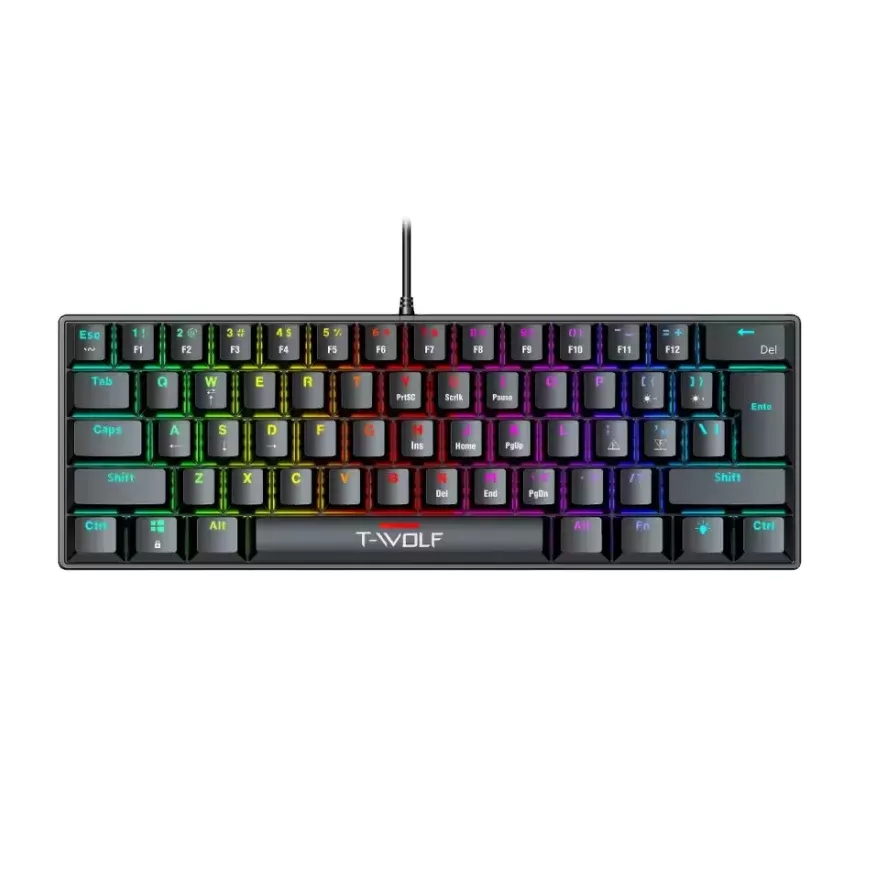 Clavier Gaming Mécanique TWOLF 61 Touches RGB - Panneau Métalimage 4