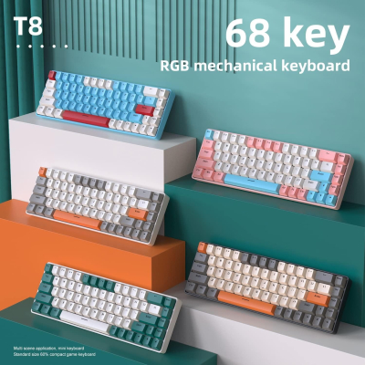 Clavier mécanique Free Wolf T8 68 touches RGB personnalisable pour tablette, ordinateur portable et jeu