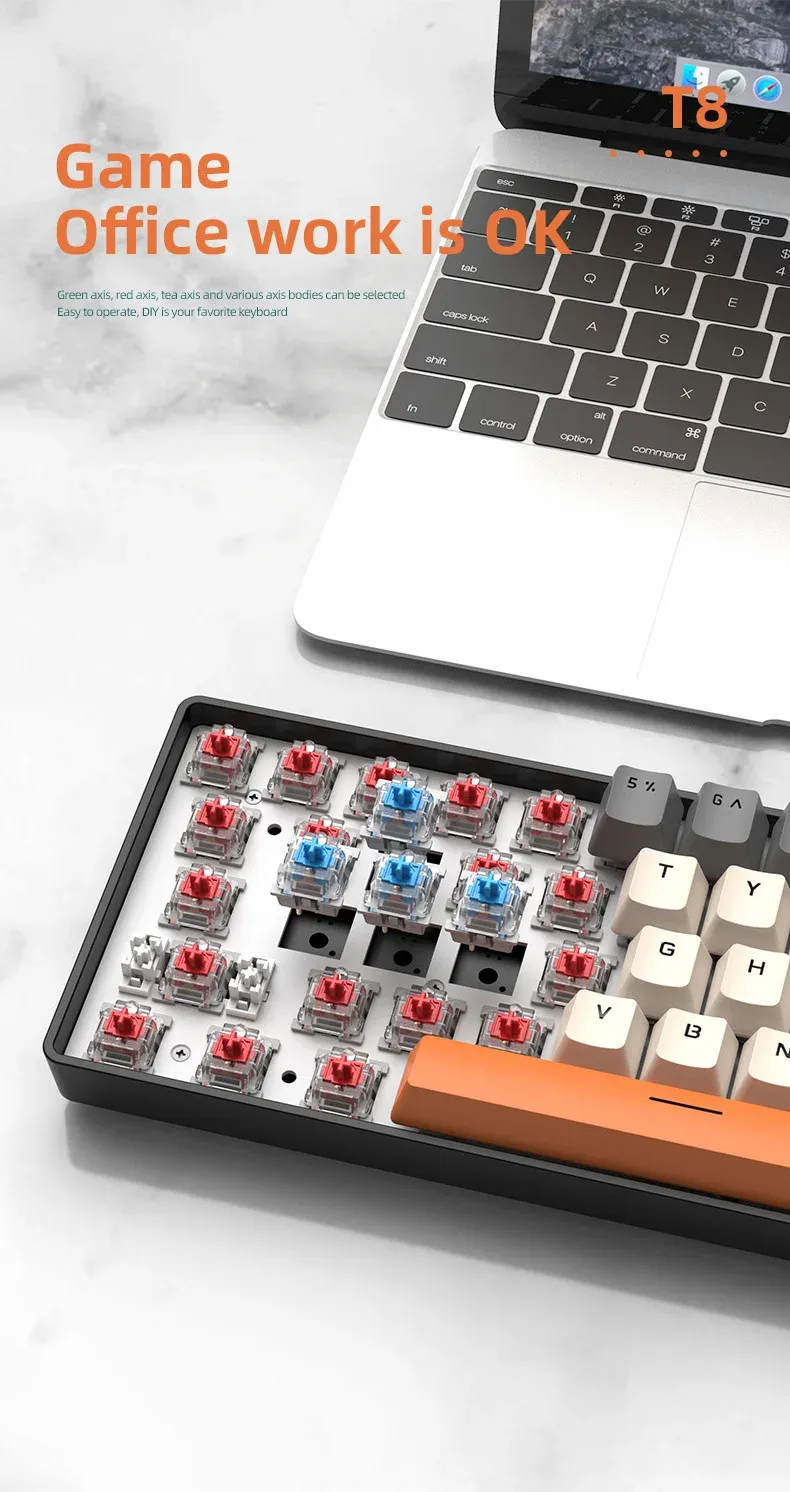 Clavier mécanique Free Wolf T8 68 touches RGB personnalisable pour tablette, ordinateur portable et jeu image 3