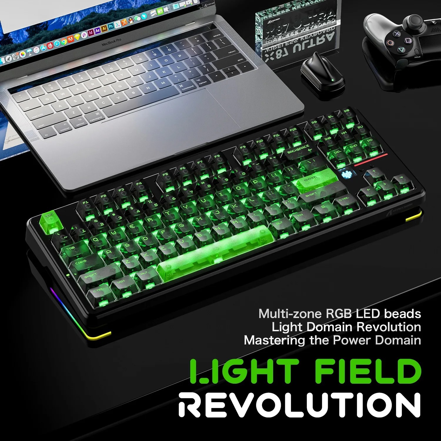 Clavier Mécanique Gaming Sans Fil ATTACK SHARK X87 Ultra (Ink Shadow) – Tri-Mode, Swappable à Chaud & Rétroéclairage RGBimage 4