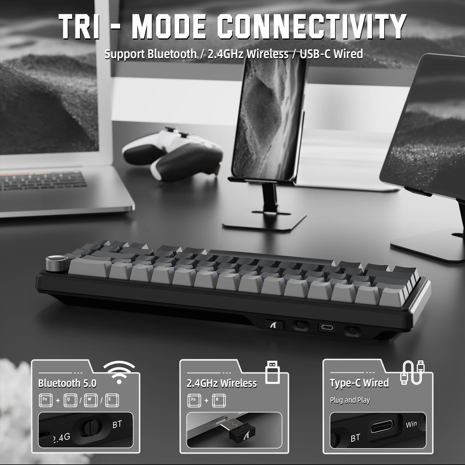 Clavier Mécanique Tri-Mode ATTACK SHARK X66 (Layout 60% ANSI) – Structure Gasket, Hot-Swap, Mousse 5 Couches & RGBimage 4