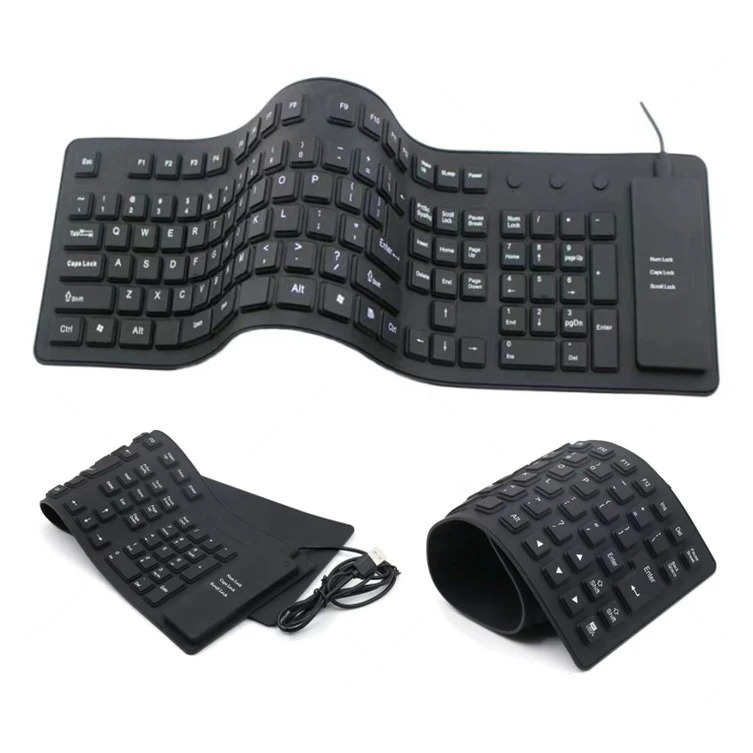 GENERALE - Clavier USB Flexible et Pliable 109 Touches – Étanche, Portable, en Caoutchouc Silicone pour PC et Ordinateur Portable