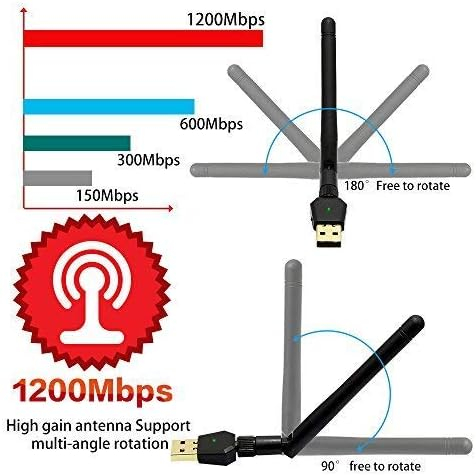 Clé USB Wi-Fi Puissante 1200Mbps – Adaptateur Sans Fil Dual Band (5G/867M + 2.4G/300M) pour PC et Laptopimage-2