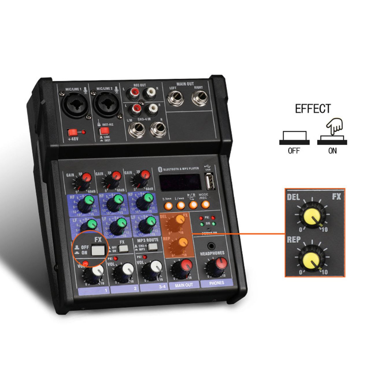 GENERALE - Console de Mixage Audio à 4 Canaux, Bluetooth, Mini Dj