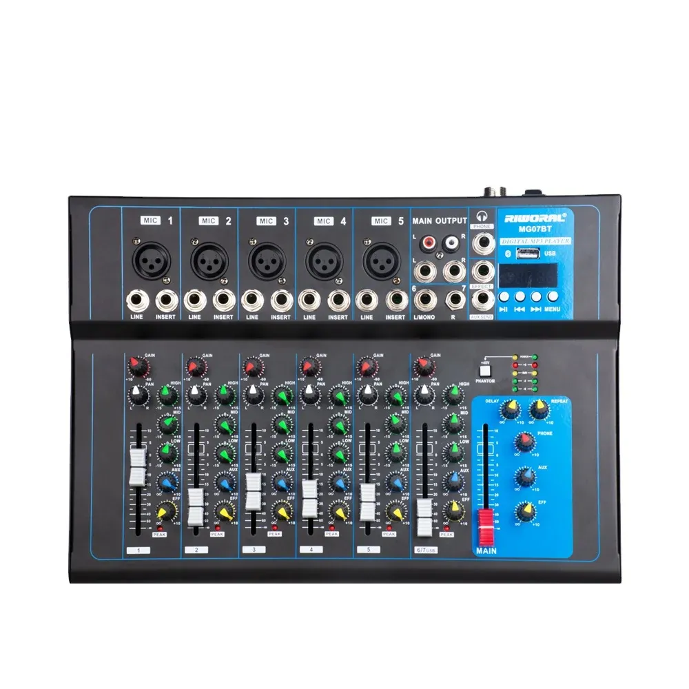 Console de Mixage MG07-BT – Mixer Stéréo 5+2 canaux avec Bluetooth et USB