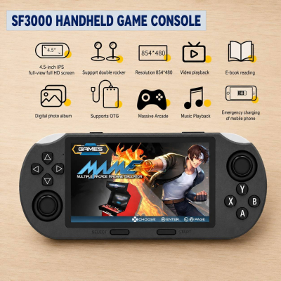 Console Portable Multimédia SF3000 Écran IPS 4,5? – 22 259 Jeux Rétro Inclus, Liseur E-Book, Lecteur Musique & Vidéo