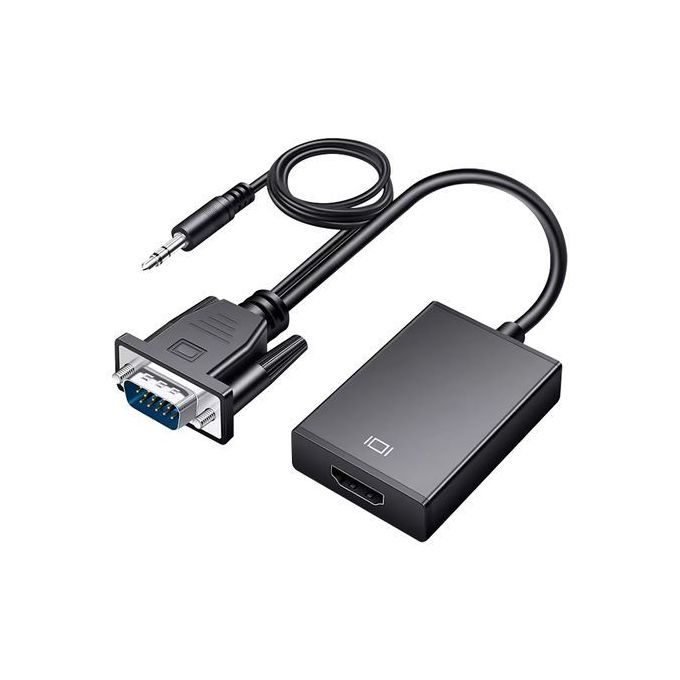 Convertisseur VGA vers HDMI avec Audio 1080P – Adaptateur Connecteur Mâle pour PC et Ordinateur Portable vers TV image 1