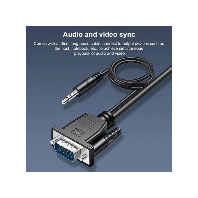 Convertisseur VGA vers HDMI avec Audio 1080P – Adaptateur Connecteur Mâle pour PC et Ordinateur Portable vers TVimage-2