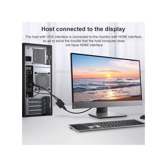 Convertisseur VGA vers HDMI avec Audio 1080P – Adaptateur Connecteur Mâle pour PC et Ordinateur Portable vers TVimage 4