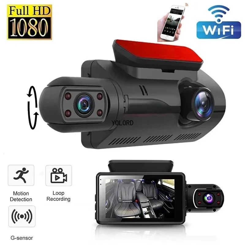 Dash Cam Double Objectif HD – Caméra de Voiture avec WIFI et Vision Nocturne