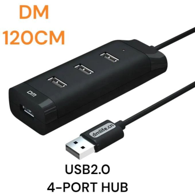 GENERALE - DM MultiPort Hub USB 2.0 – Multiprise USB 4 Ports avec Câble Long de 120 cm pour PC & Gaming