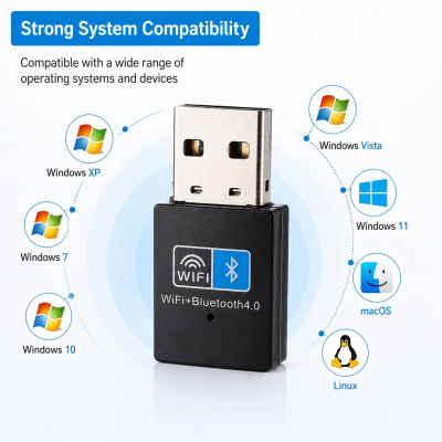 Dongle WiFi 300 Mbps et Émetteur Récepteur Bluetooth 4.0 – Clé Réseau USB 2.0 Universelle