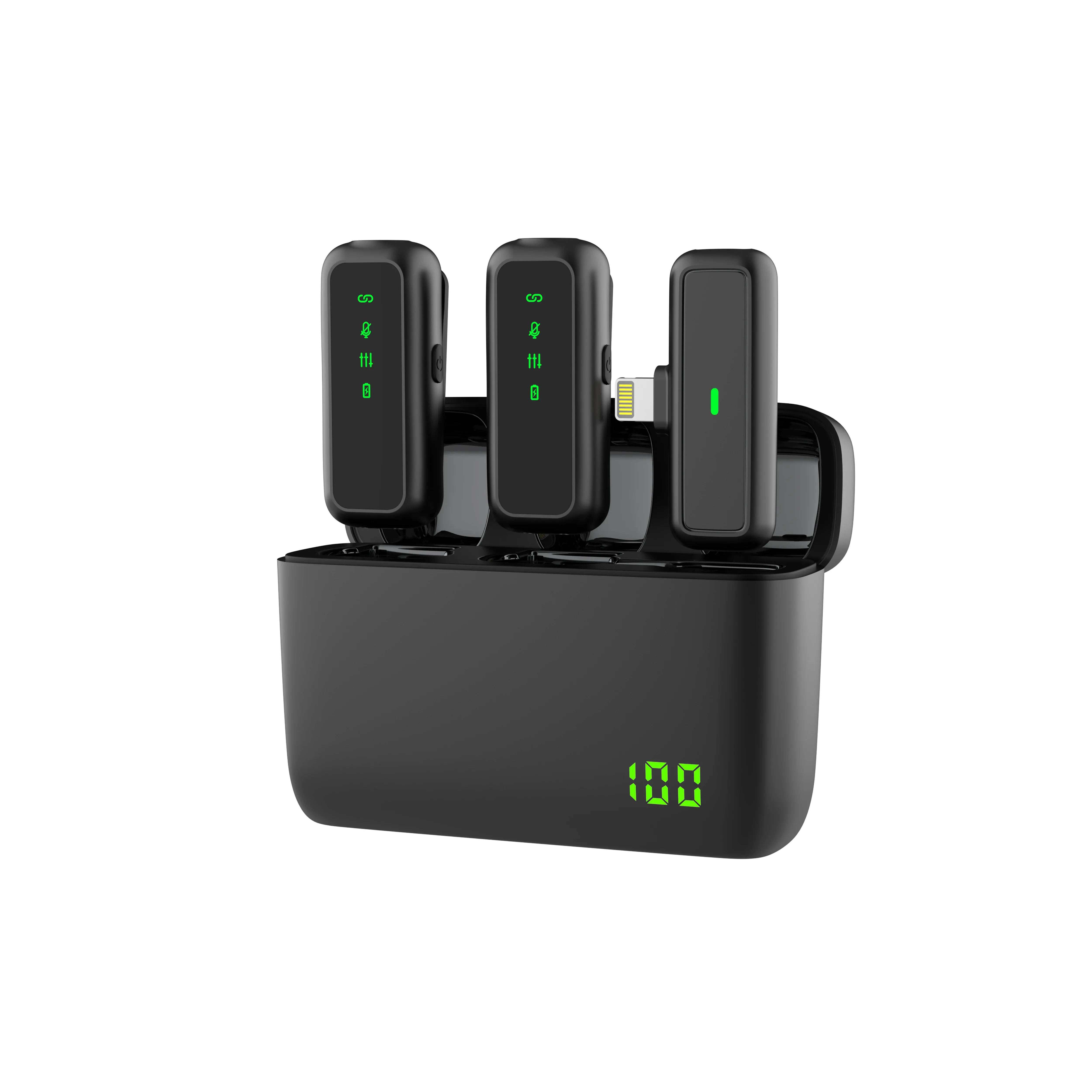 Double Microphone Cravate Sans Fil SX6 – Micro Lavalier pour iPhone & iPad avec Boîtier de Charge Réduction de Bruit