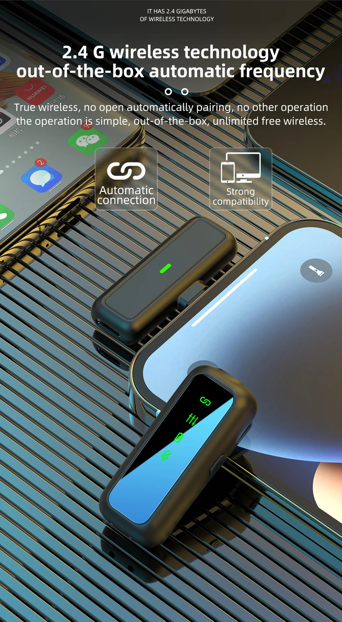 Double Microphone Cravate Sans Fil SX6 – Micro Lavalier pour iPhone & iPad avec Boîtier de Charge Réduction de Bruit image 3