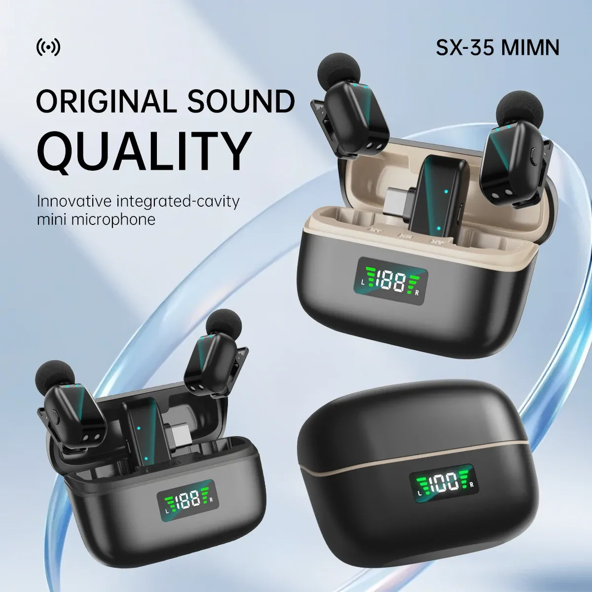 Double Microphone Sans Fil SX35 – Mini Micro Cravate pour Smartphone, Laptop & Live Streaming image 3