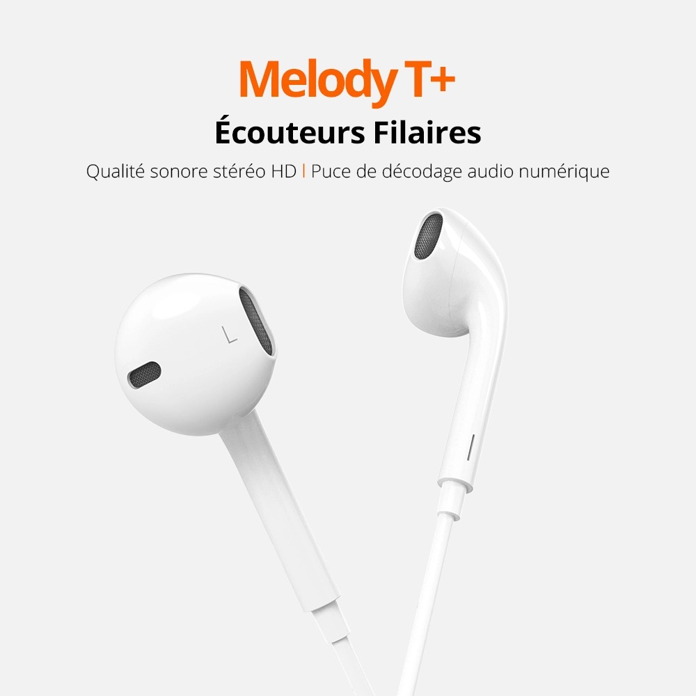 Écouteurs Filaires USB-C RIVERSONG Melody T+ – Son Stéréo HD, Microphone Intégré, Câble 1.2m, Blancimage-2