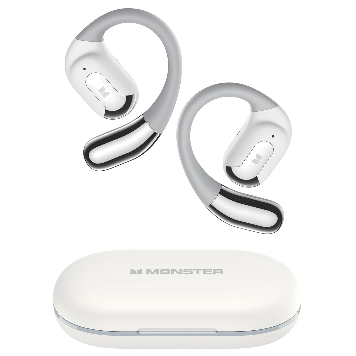 Écouteurs Oreille Libre Monster AC317 – Bluetooth 5.4, Design Élégant Gris Blanc et Appels Cristallins image 1