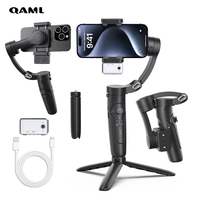 Gimbal Professionnel QAML M3pro+ – Stabilisation 3 Axes pour iPhone & Android image 1