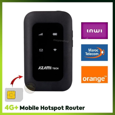 Hotspot WiFi Mobile 4G LTE Azami Tech 150 Mbps – Modem Routeur Portable avec Carte SIM, 10 Utilisateurs