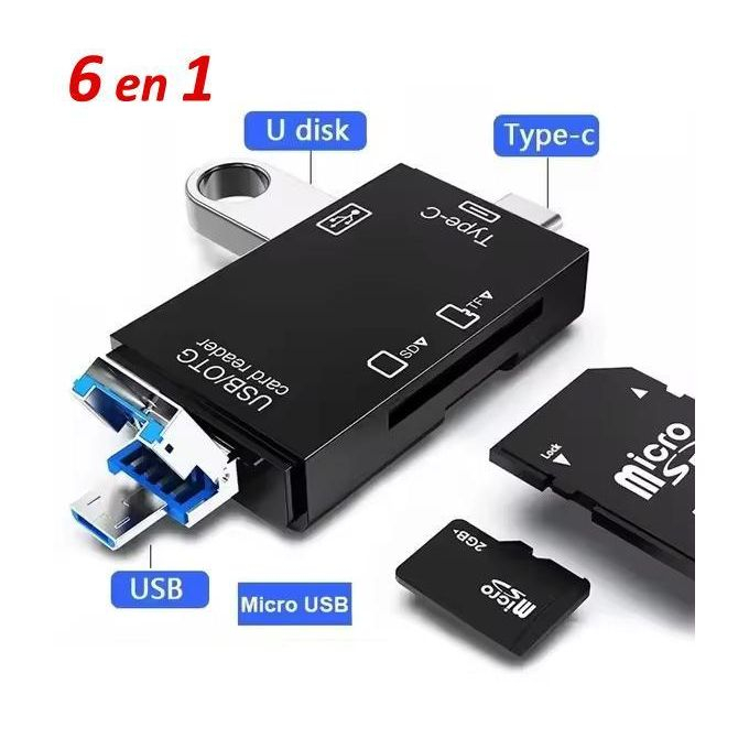 Hub Multi-OTG 6 en 1 Type C et Micro USB – Lecteur de Cartes Mémoire pour Smartphone et PC image 1