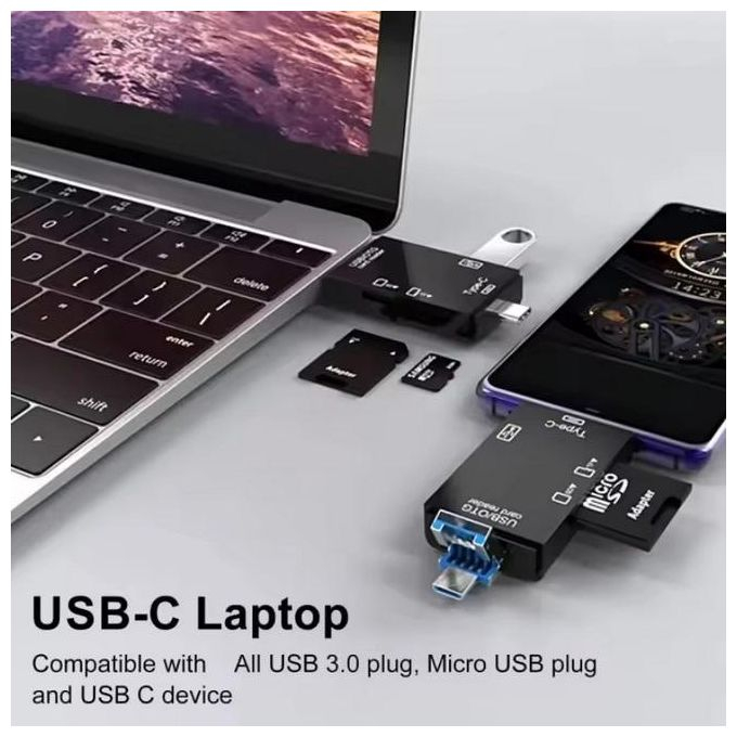 Hub Multi-OTG 6 en 1 Type C et Micro USB – Lecteur de Cartes Mémoire pour Smartphone et PC image 3